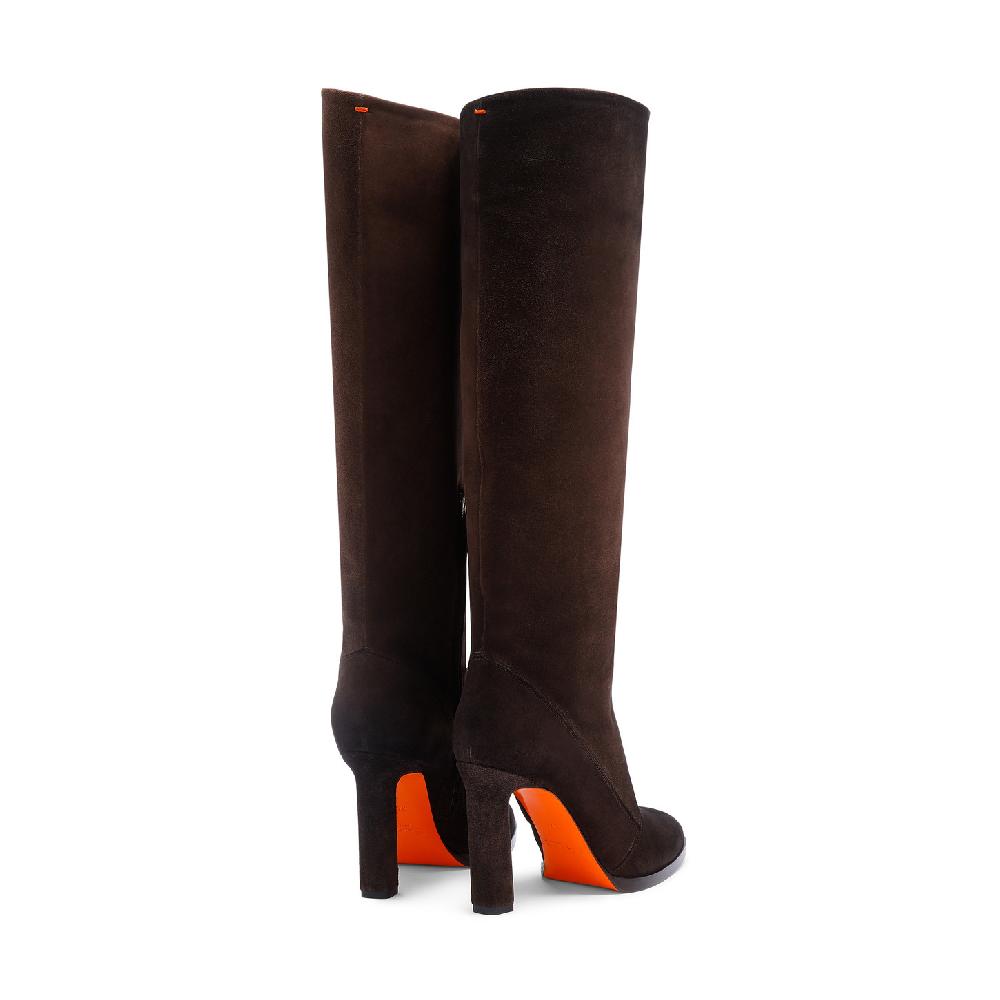 Santoni Stivale tacco alto da donna in suede testa di moro Nuovo