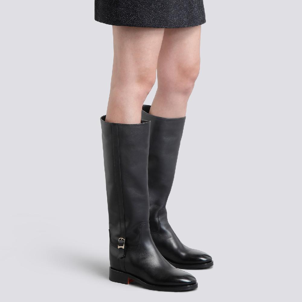 Santoni Stivale da donna in pelle nera Vendita