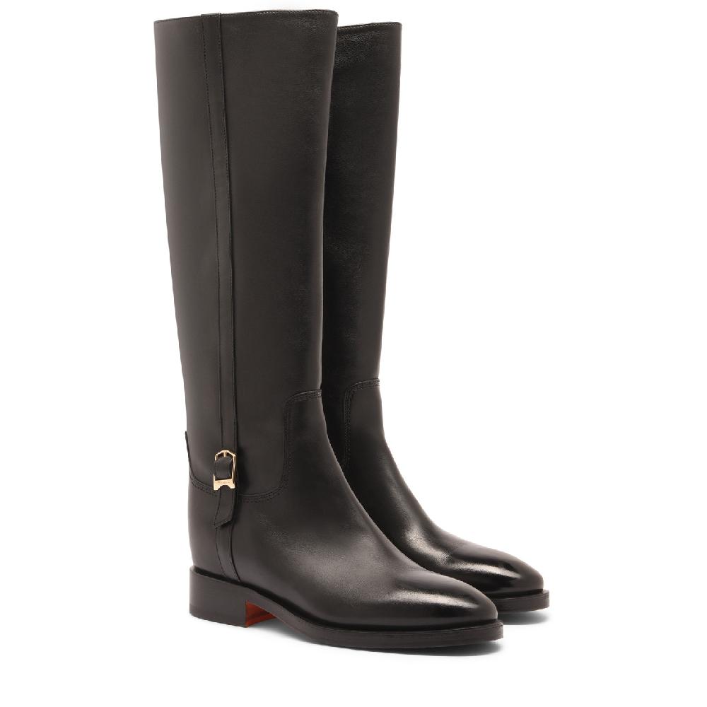 Santoni Stivale da donna in pelle nera Vendita