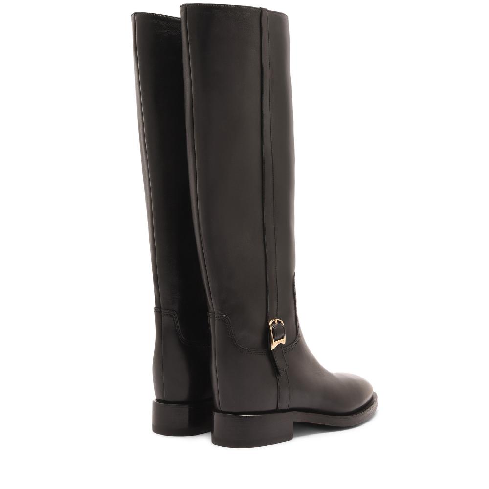 Santoni Stivale da donna in pelle nera Vendita