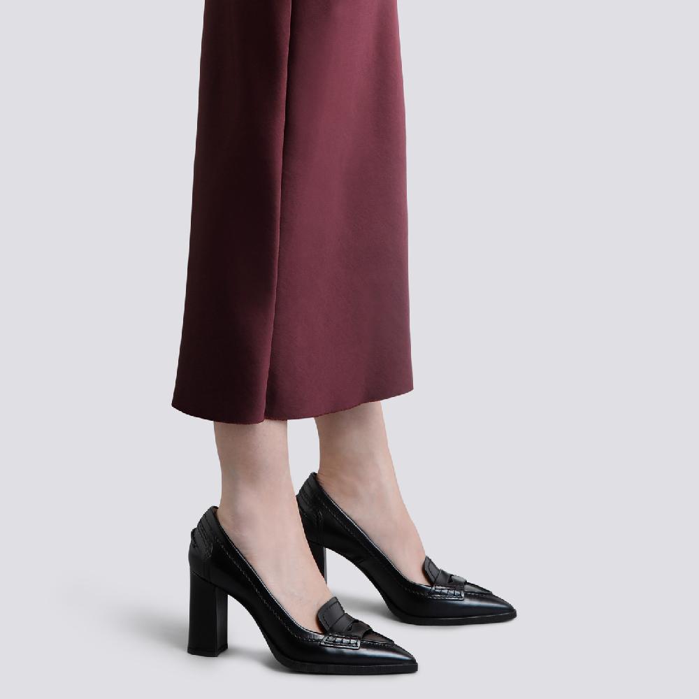 Santoni Décolletés tacco alto da donna in pelle nera Spedizione Gratuita