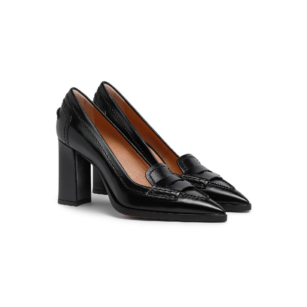 Santoni Décolletés tacco alto da donna in pelle nera Spedizione Gratuita