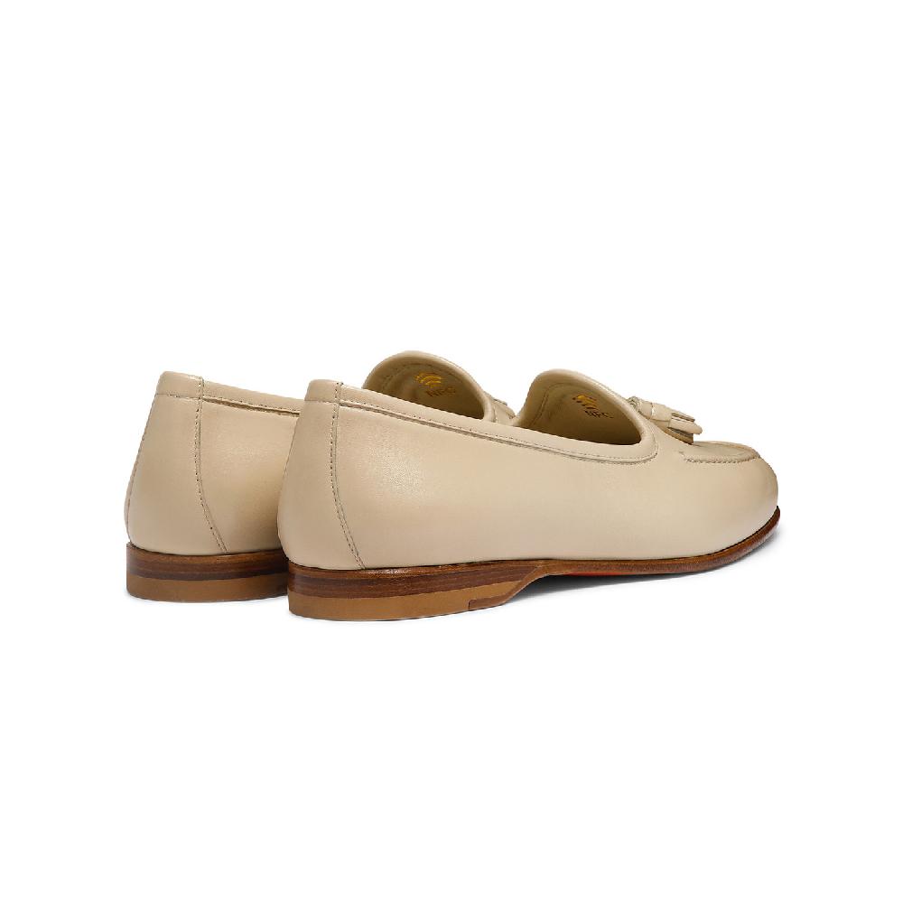 Santoni Mocassino Andrea con nappe da donna in pelle beige Consegna Veloce
