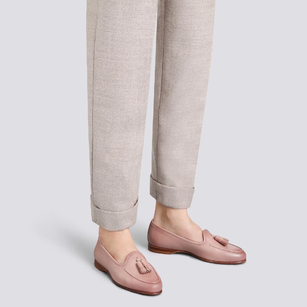 Santoni Mocassino Andrea con nappe da donna in pelle rosa Promozione Limitata