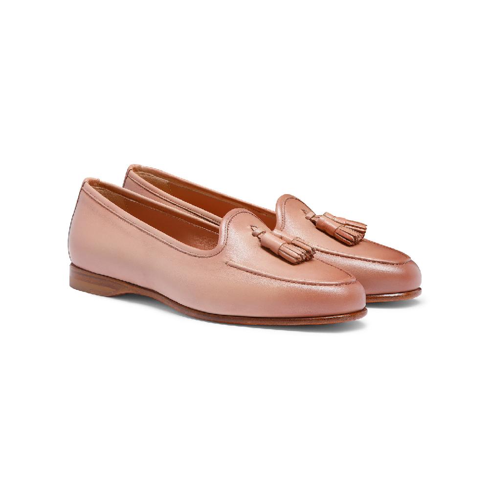 Santoni Mocassino Andrea con nappe da donna in pelle rosa Promozione Limitata