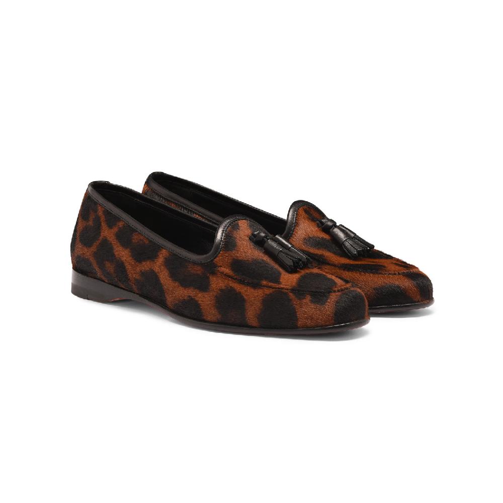 Santoni Mocassino Andrea con nappe da donna in cavallino animalier Shopping Online