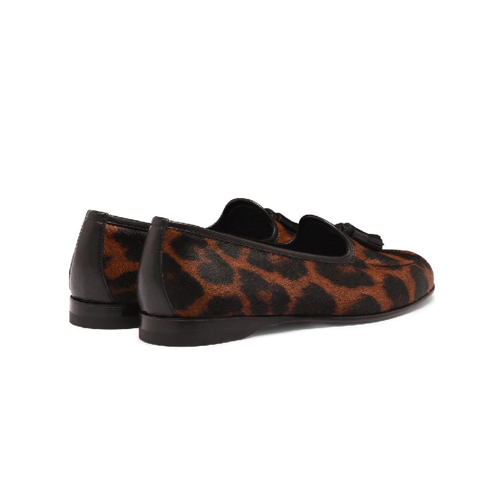 Santoni Mocassino Andrea con nappe da donna in cavallino animalier Shopping Online