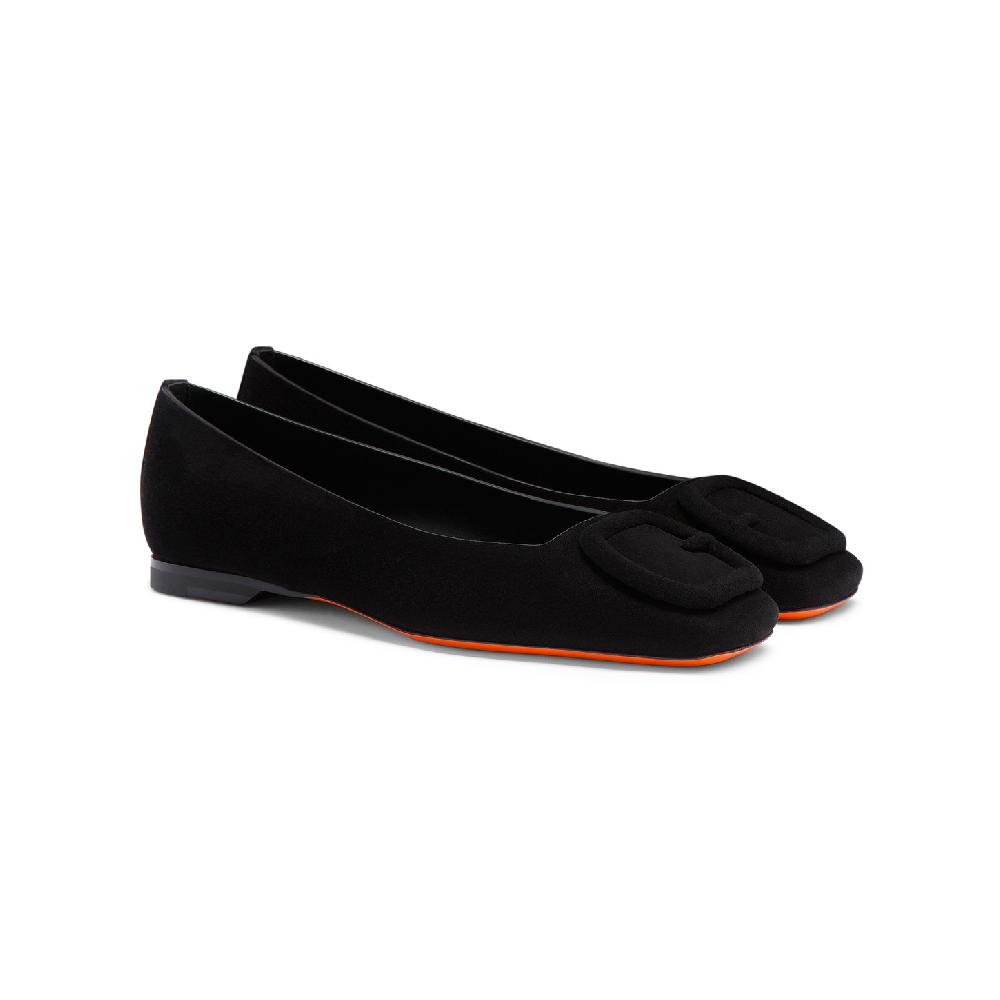 Santoni Ballerina da donna in suede nero Affare Del Giorno