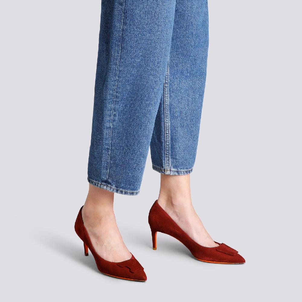 Santoni Décolletés tacco medio Santoni Sibille da donna in suede bordeaux Sconto