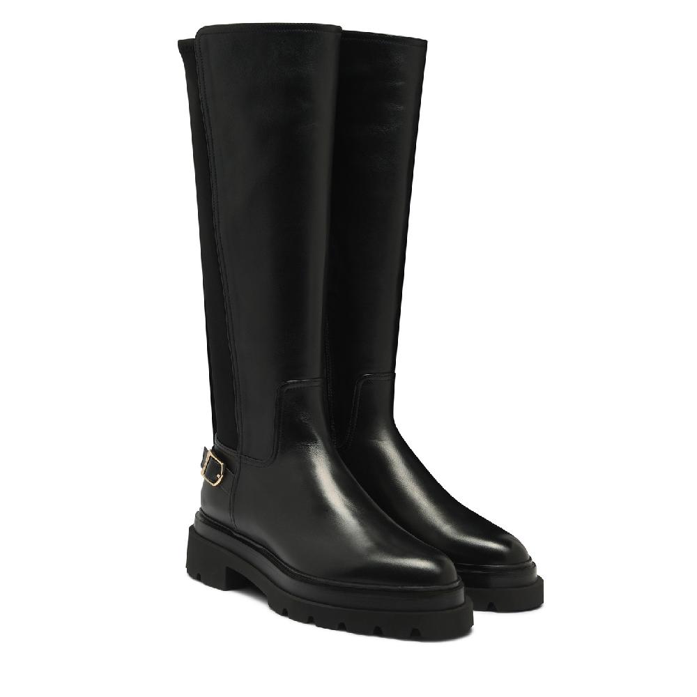 Santoni Stivale da donna in pelle nera Super sconto