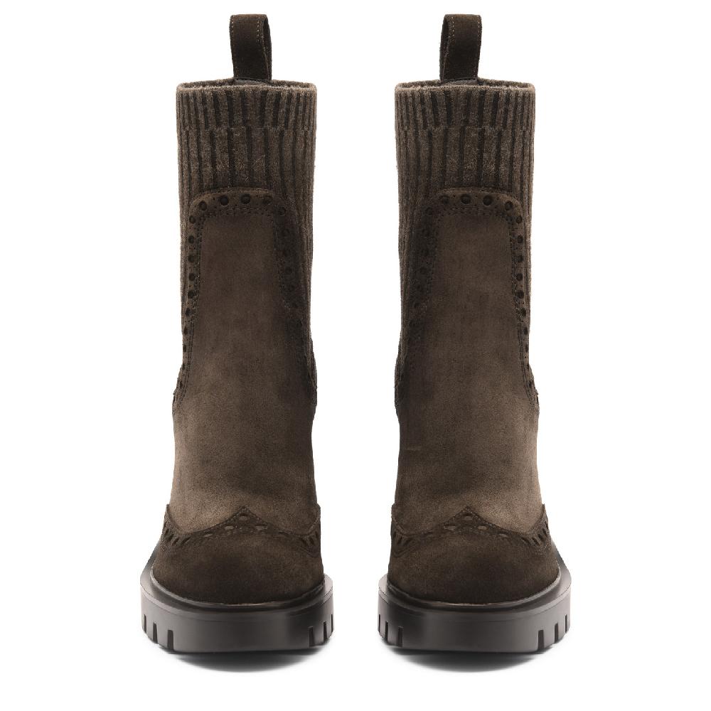 Santoni Stivaletto tacco alto da donna in suede testa di moro Outlet