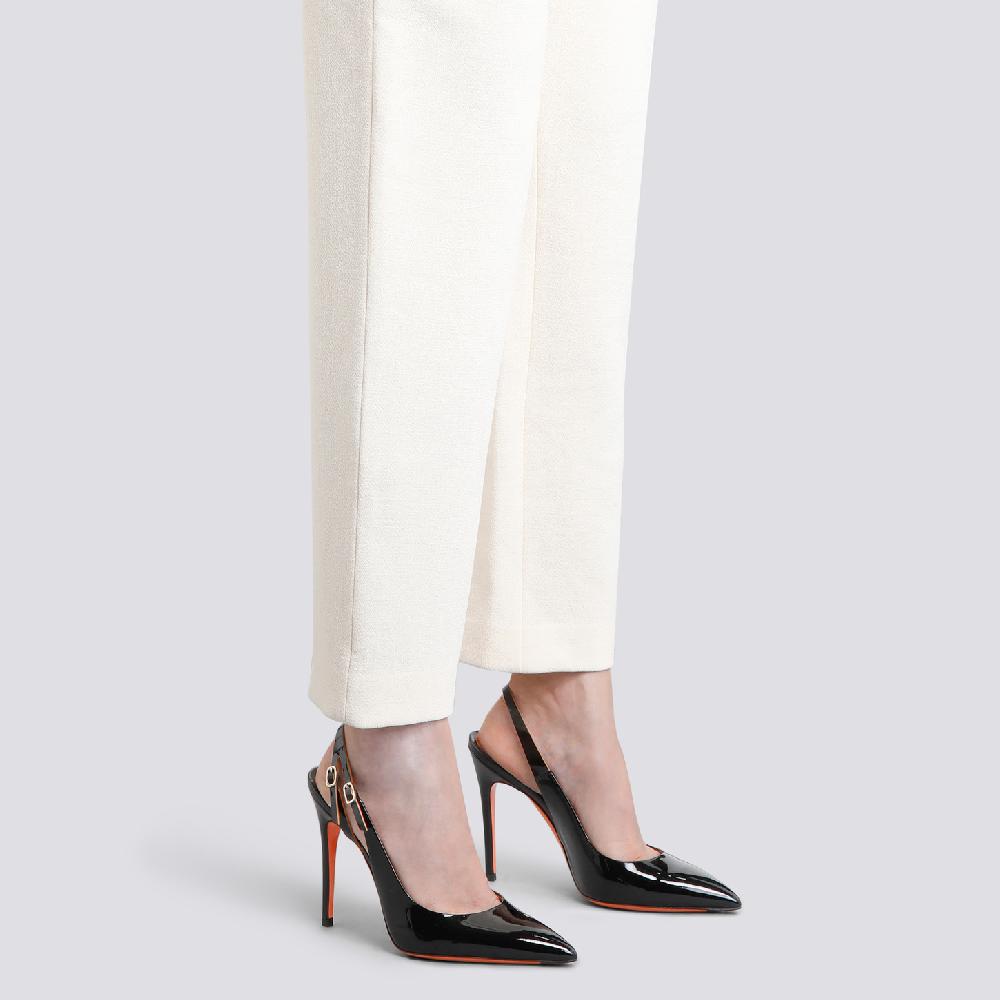 Santoni Slingback tacco alto da donna in vernice nera Saldi