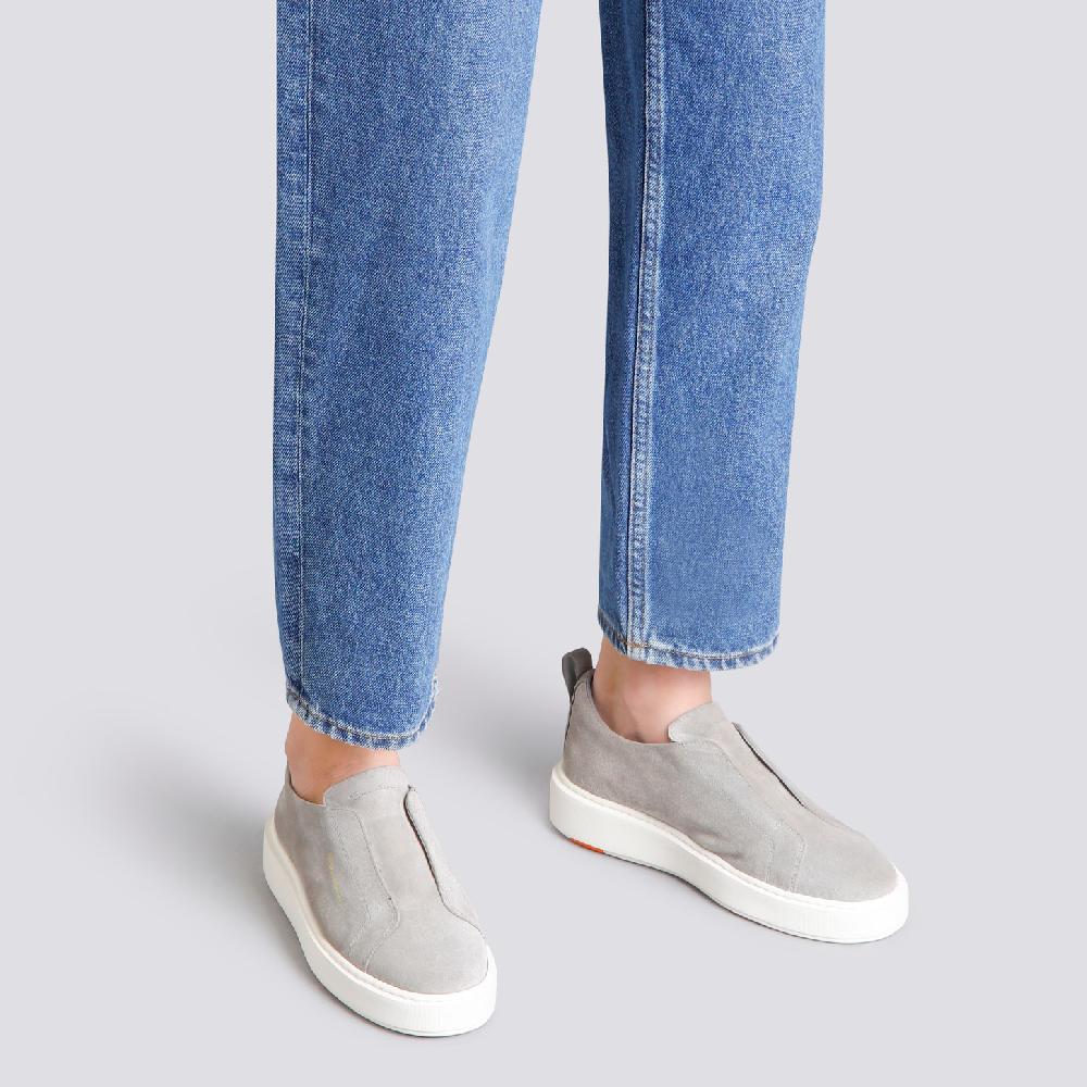 Santoni Sneaker slip-on da donna in suede grigio Vendita Calda