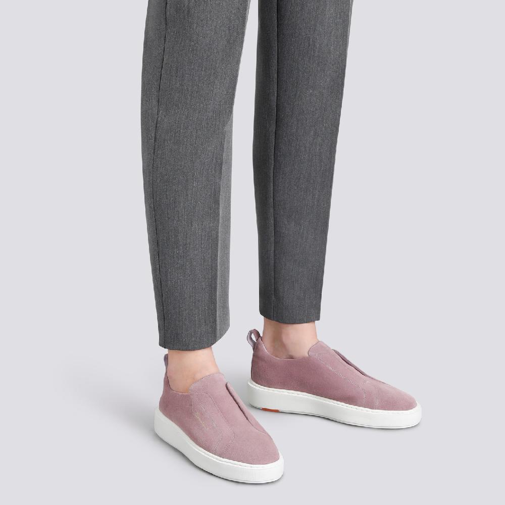 Santoni Sneaker slip-on da donna in suede rosa In vendita