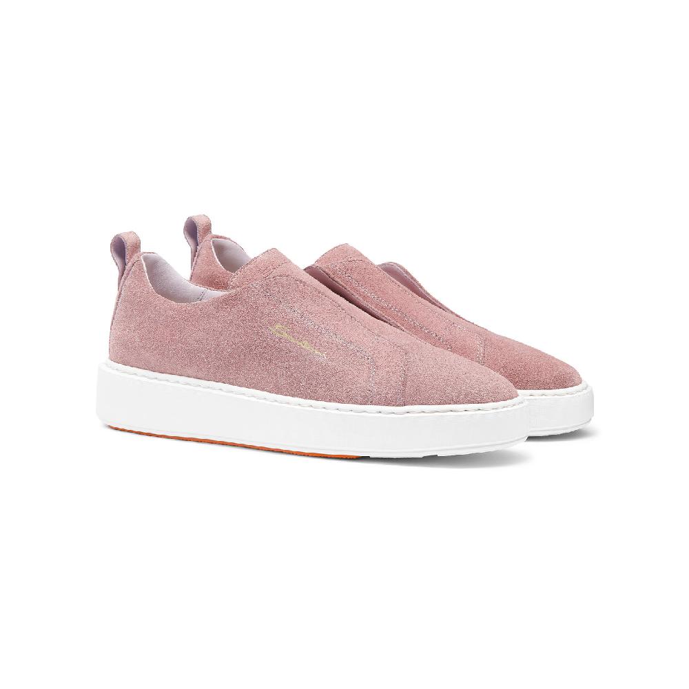 Santoni Sneaker slip-on da donna in suede rosa In vendita