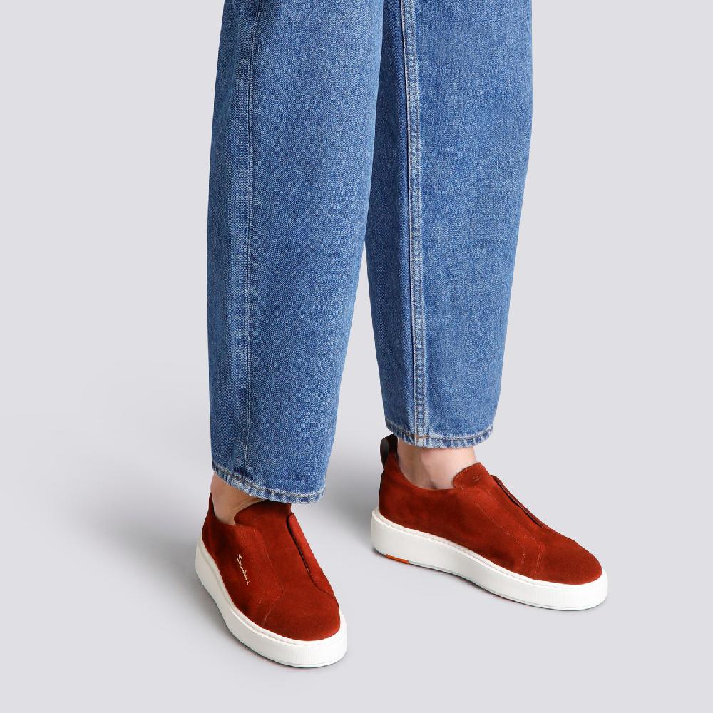 Santoni Sneaker slip-on da donna in suede bordeaux Saldi Di Fabbrica