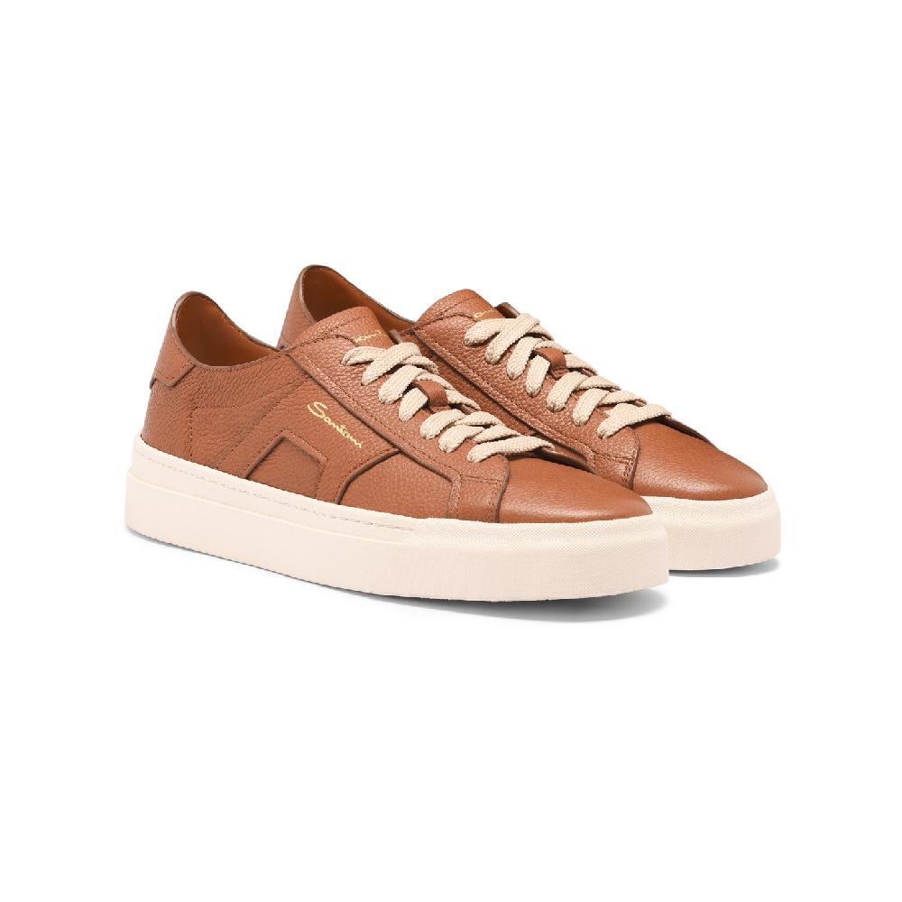 Santoni Double Buckle Sneaker da donna in pelle bottalata marrone Vendite Flash