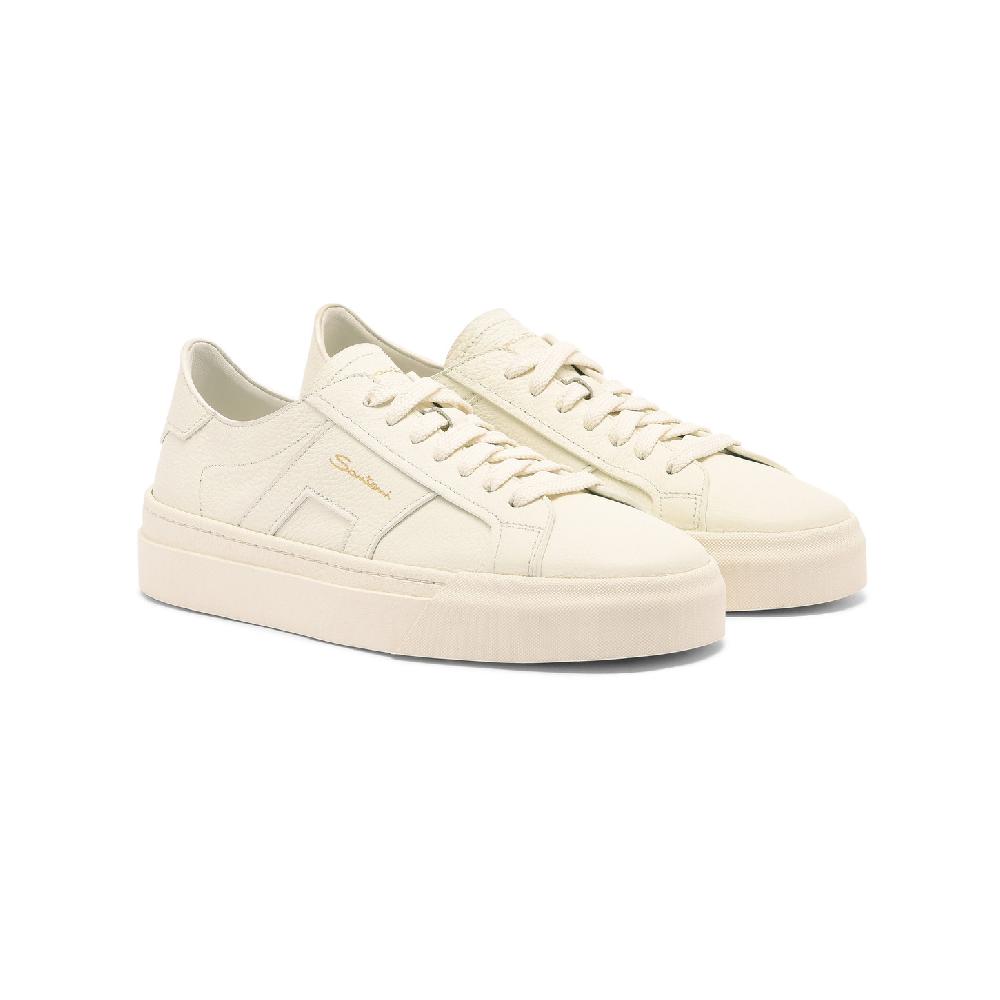 Santoni Double Buckle Sneaker da donna in pelle bottalata bianca Negozio