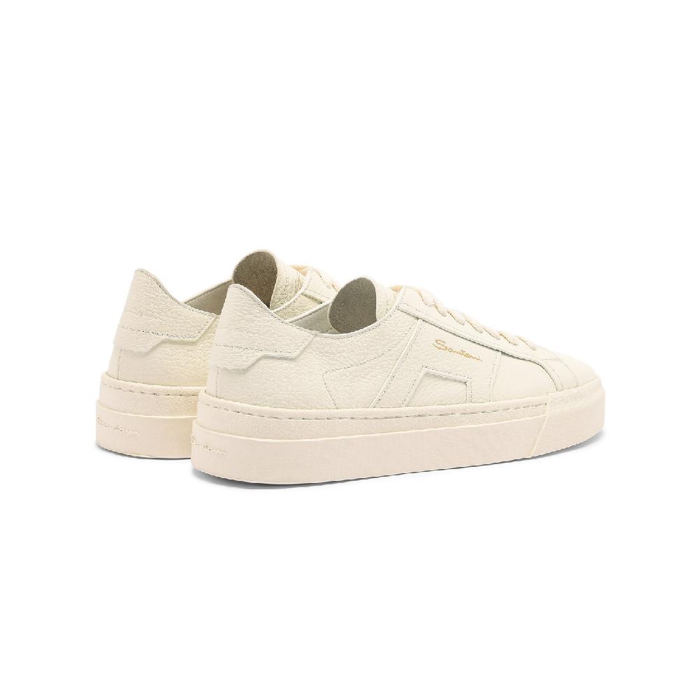 Santoni Double Buckle Sneaker da donna in pelle bottalata bianca Negozio