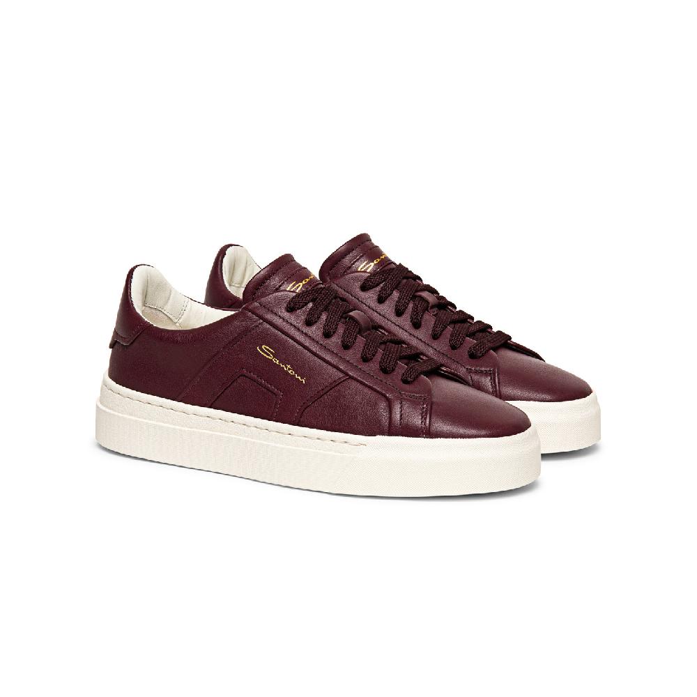 Santoni Double buckle sneaker da donna in pelle bordeaux In Saldo