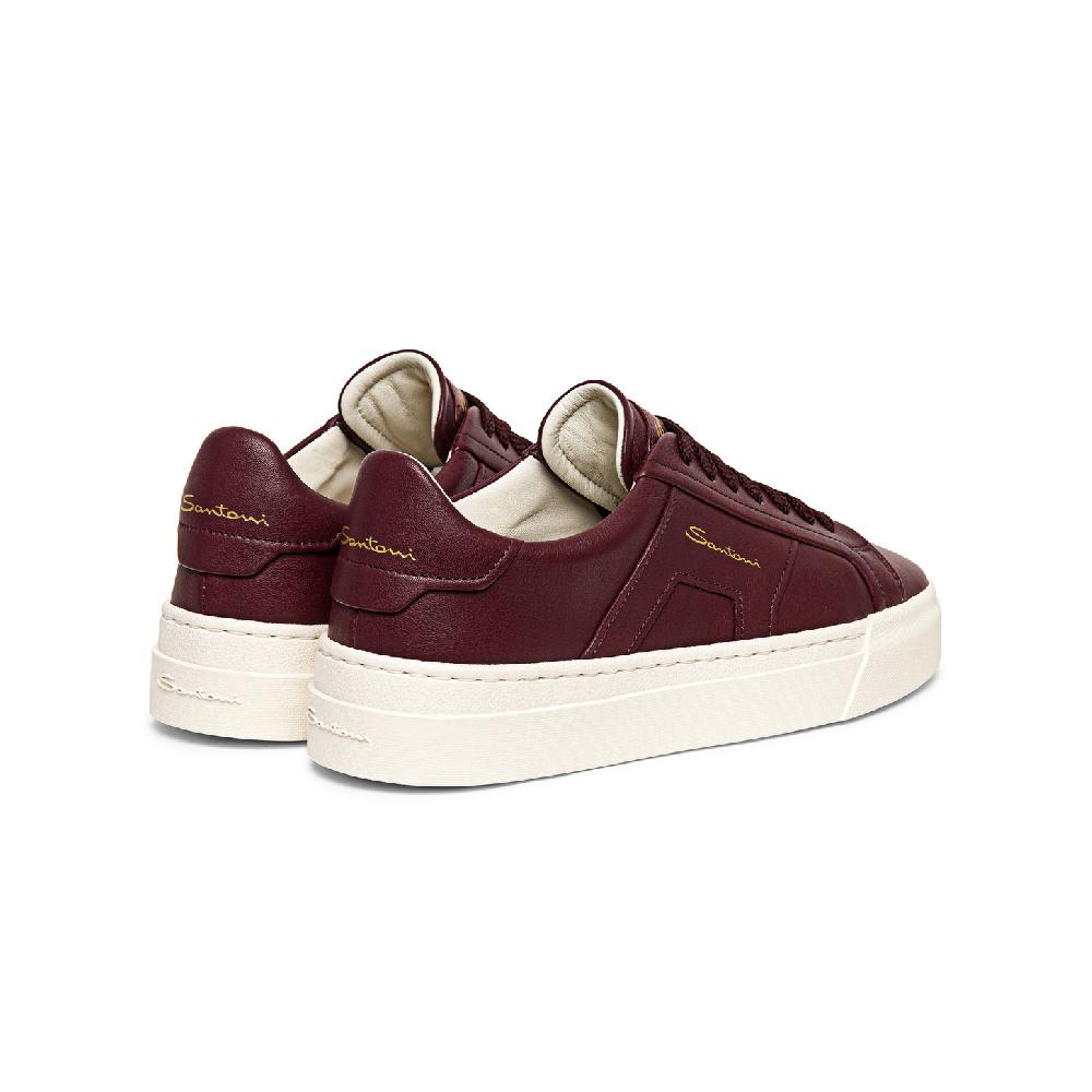 Santoni Double buckle sneaker da donna in pelle bordeaux In Saldo