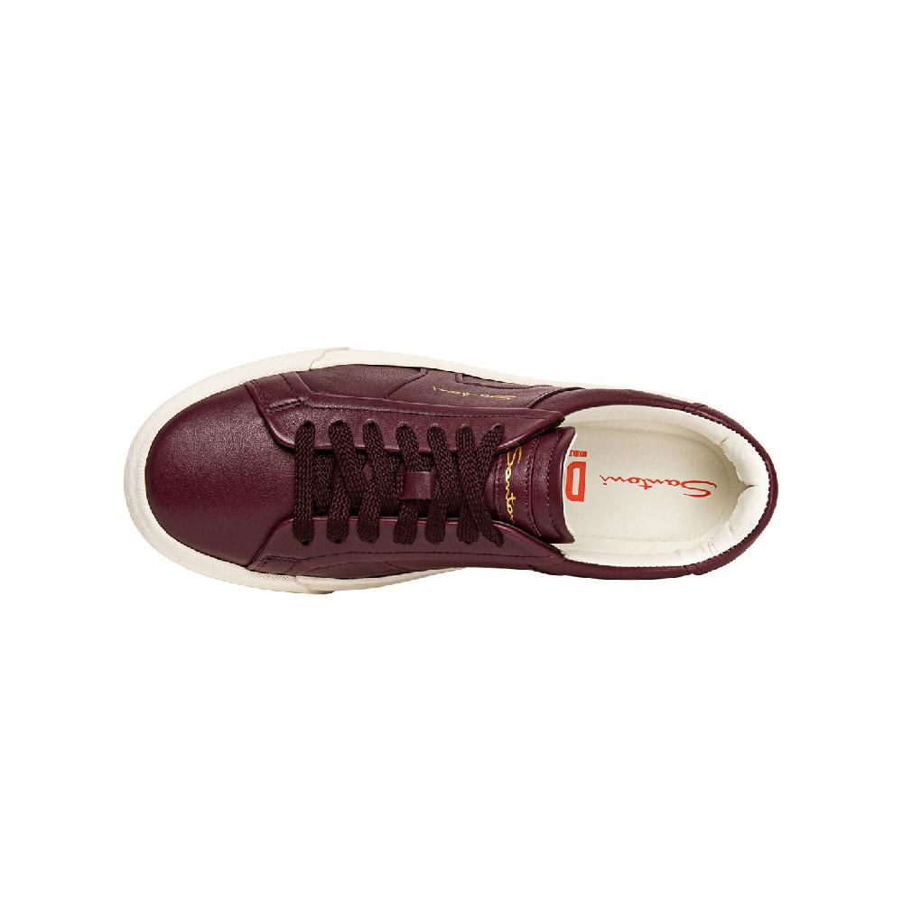Santoni Double buckle sneaker da donna in pelle bordeaux In Saldo
