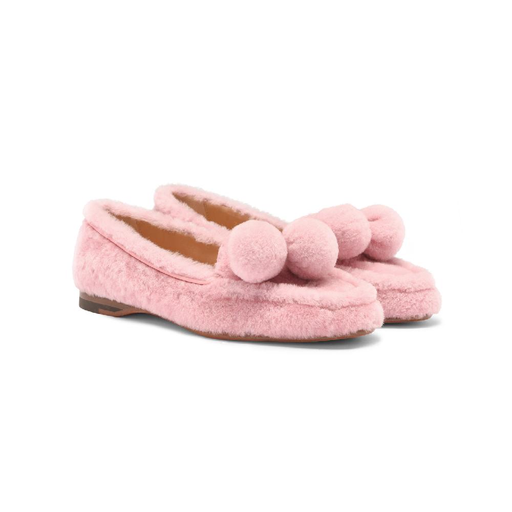 Santoni Mocassino Andrea da donna in pelliccia rosa Italy