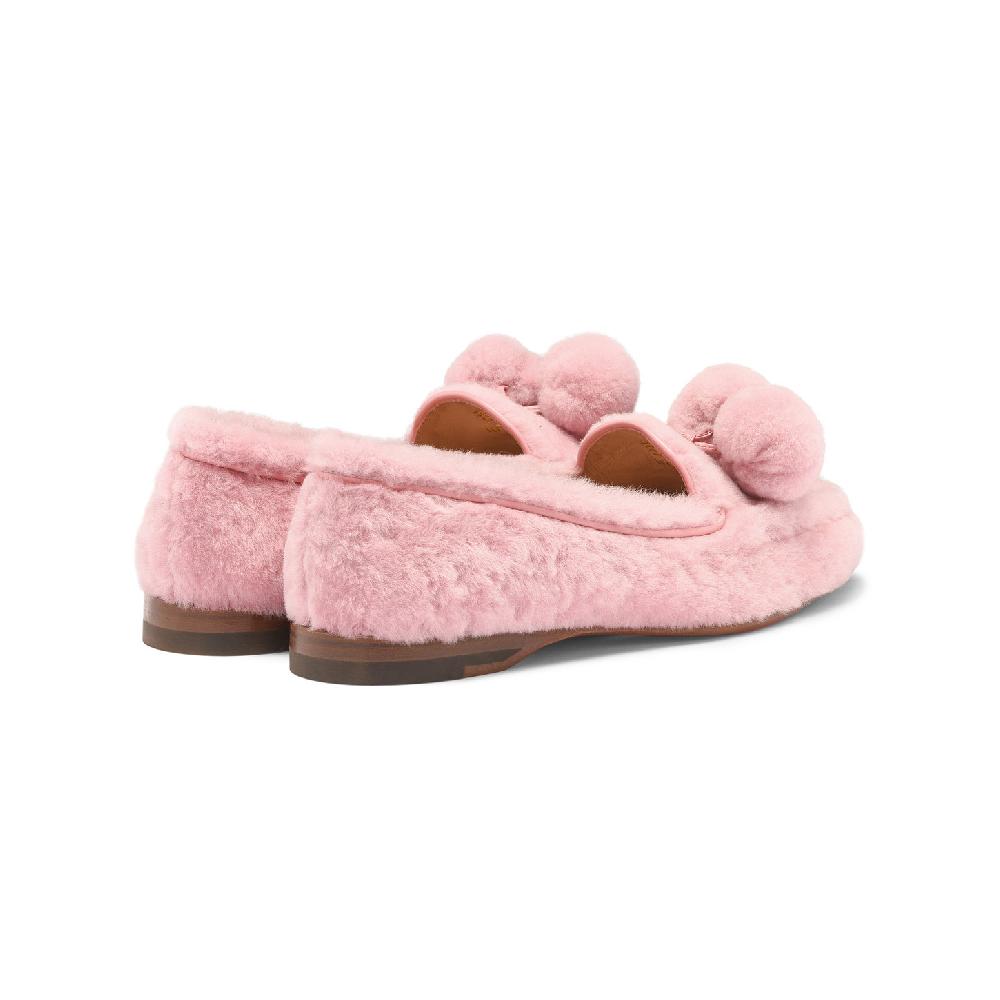 Santoni Mocassino Andrea da donna in pelliccia rosa Italy