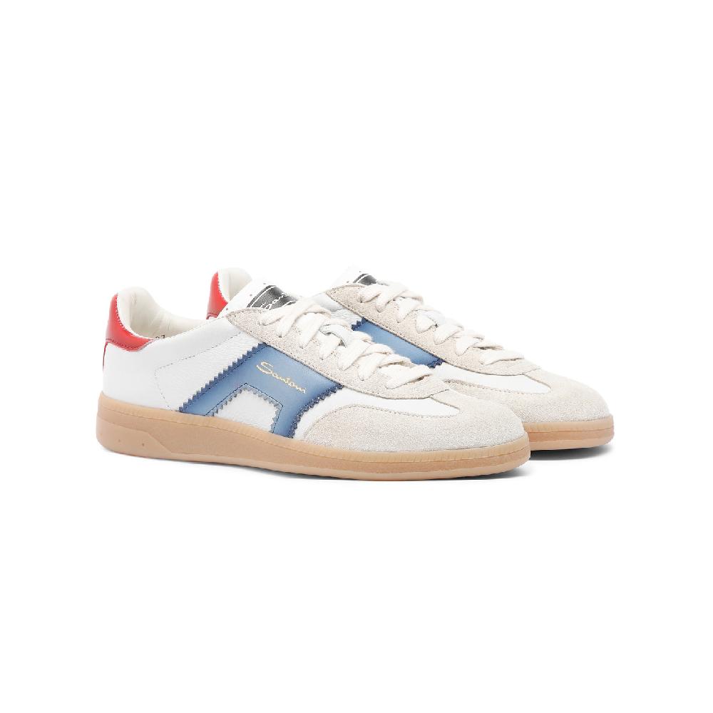 Santoni DBS Oly sneaker da donna in pelle e suede bianco blu e rosso In Linea