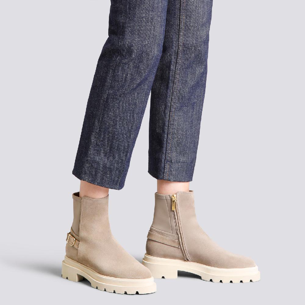 Santoni Stivaletto da donna in suede beige Vendita