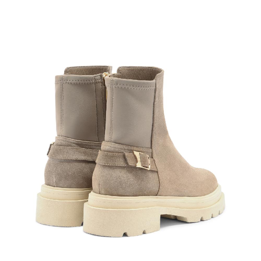 Santoni Stivaletto da donna in suede beige Vendita