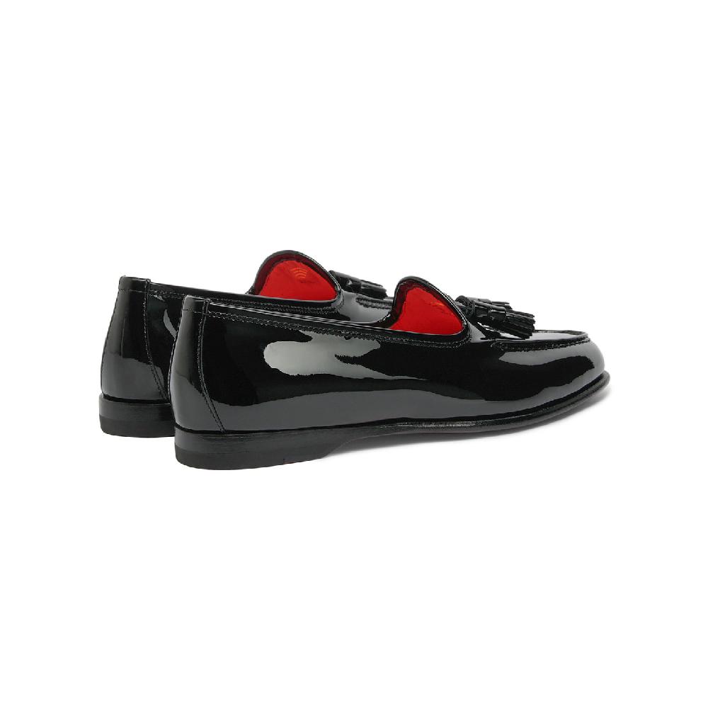 Santoni Mocassino Andrea con nappe da donna in vernice nera Consegna Veloce