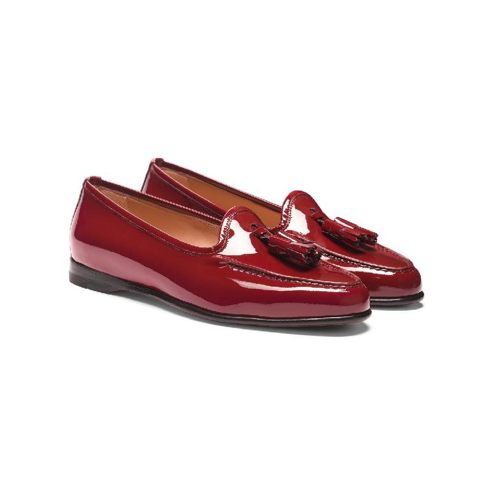 Santoni Mocassino Andrea con nappe da donna in vernice rossa Soddisfazione Garantita