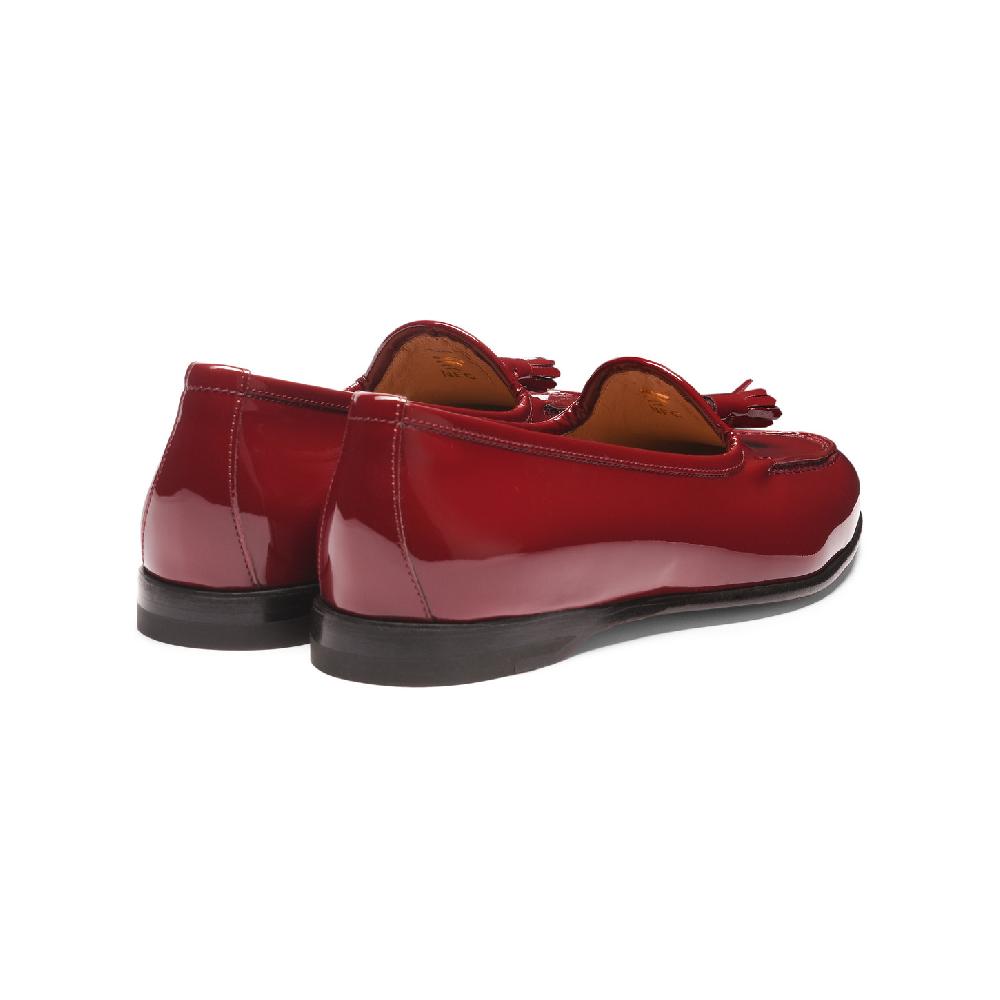 Santoni Mocassino Andrea con nappe da donna in vernice rossa Soddisfazione Garantita