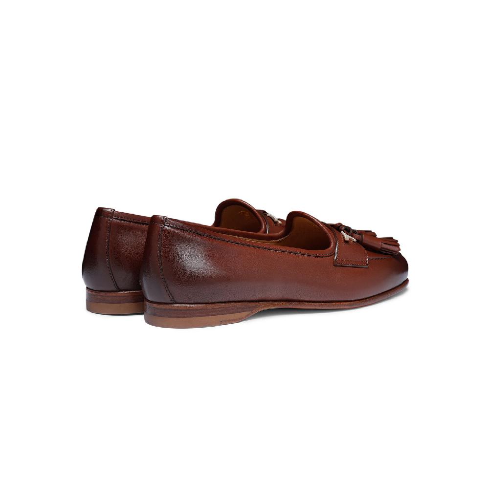 Santoni Mocassino Andrea con nappe da donna in nappa marrone Qualità Garantita