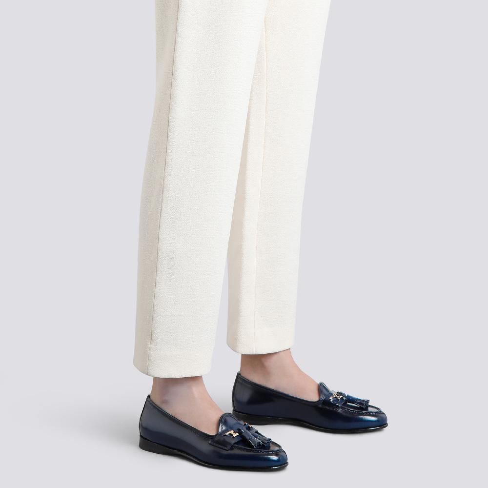 Santoni Mocassino Andrea con nappe da donna in pelle blu Negozi Online