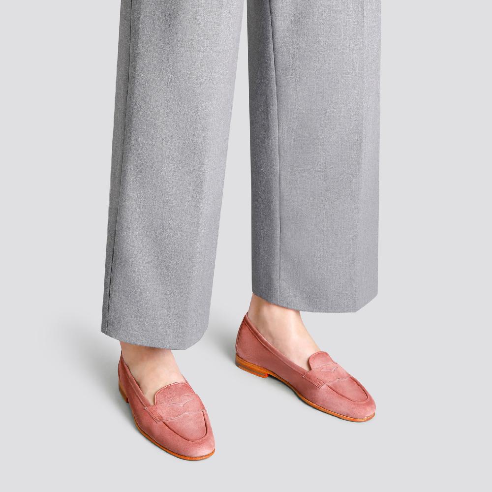 Santoni Mocassino Carla da donna in suede rosa Consegna Veloce