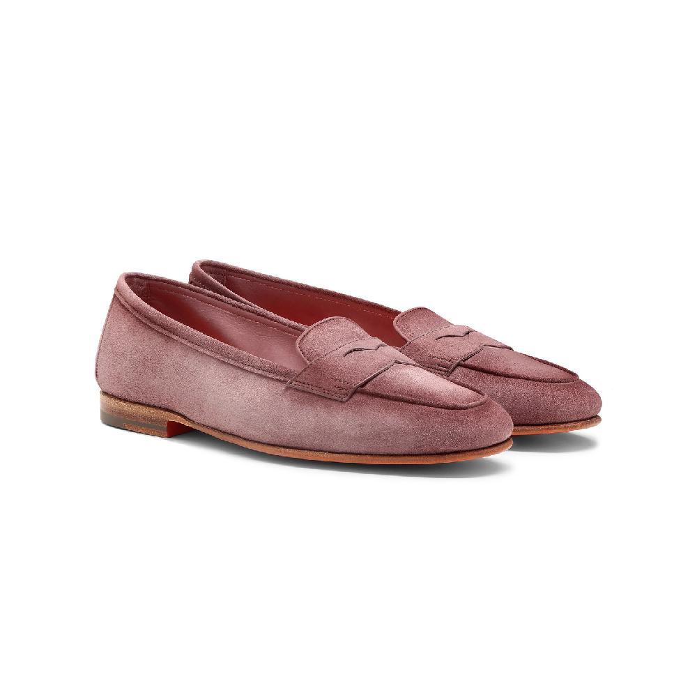 Santoni Mocassino Carla da donna in suede rosa Consegna Veloce