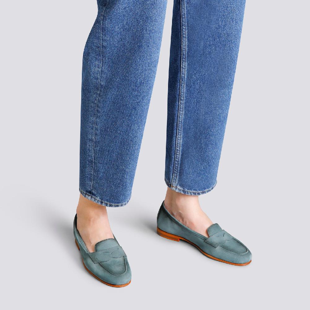 Santoni Mocassino Carla da donna in suede azzurro Promozione Limitata