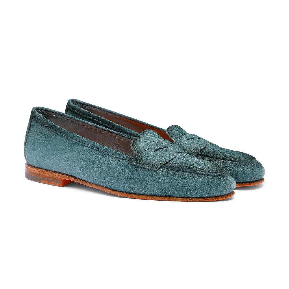 Santoni Mocassino Carla da donna in suede azzurro Promozione Limitata