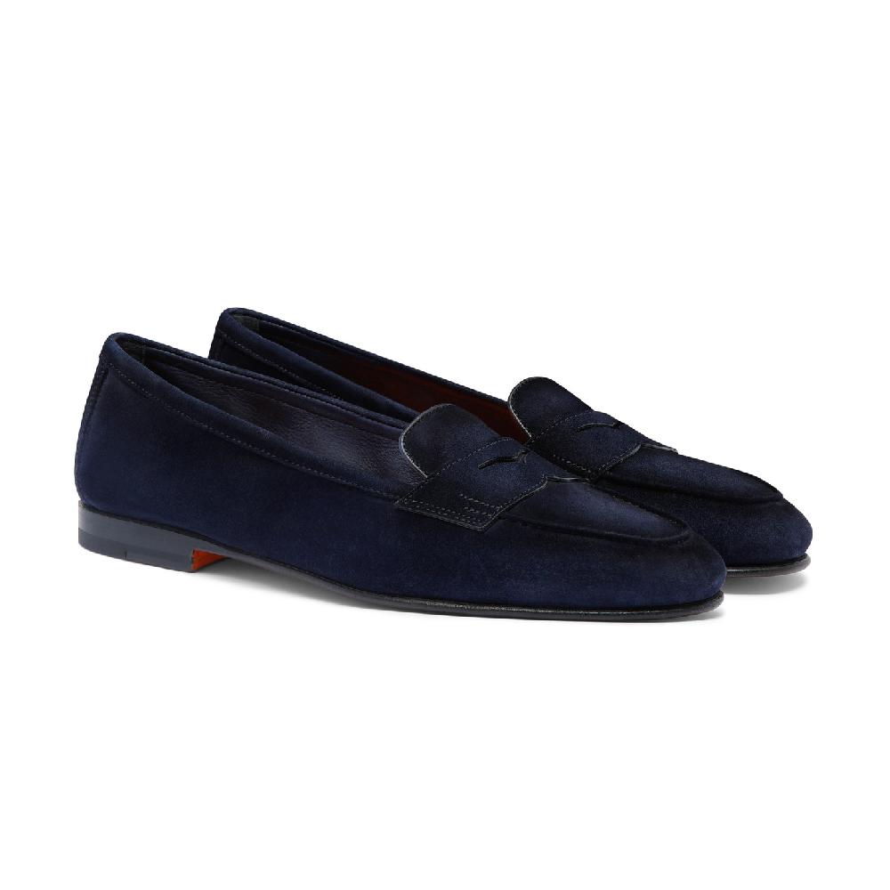 Santoni Mocassino Carla da donna in suede blu Fino Al -60%