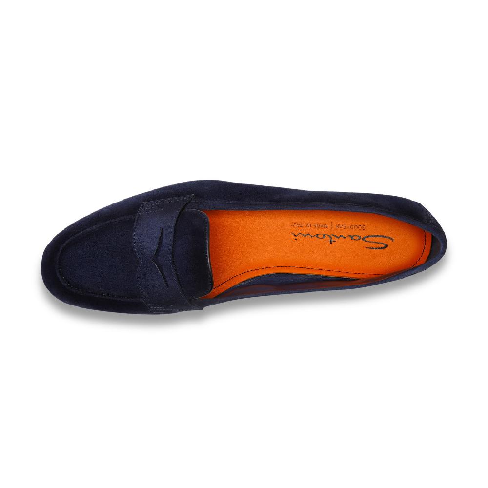 Santoni Mocassino Carla da donna in suede blu Fino Al -60%