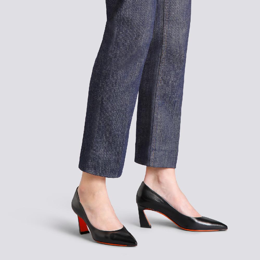 Santoni Décolletés tacco medio da donna in pelle nera Novità