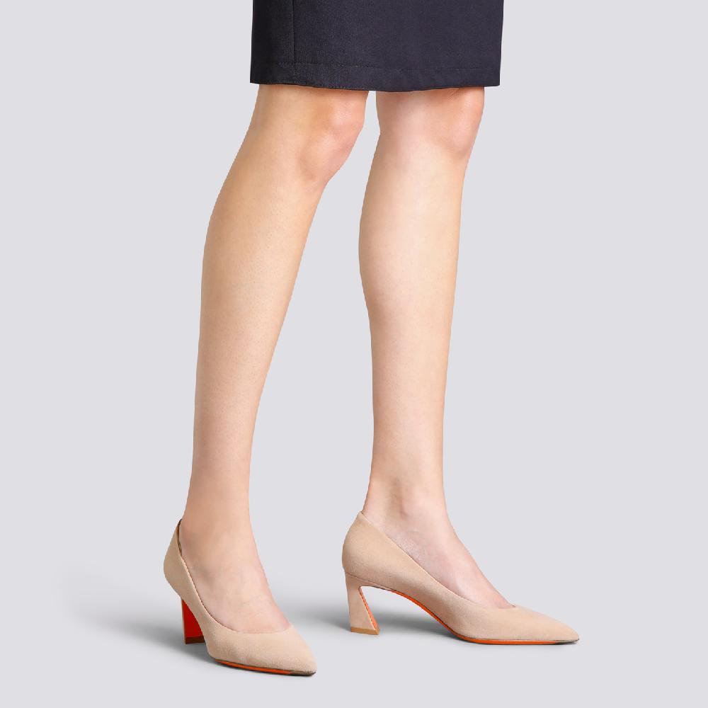 Santoni Décolletés tacco medio da donna in suede rosa Affare Del Giorno