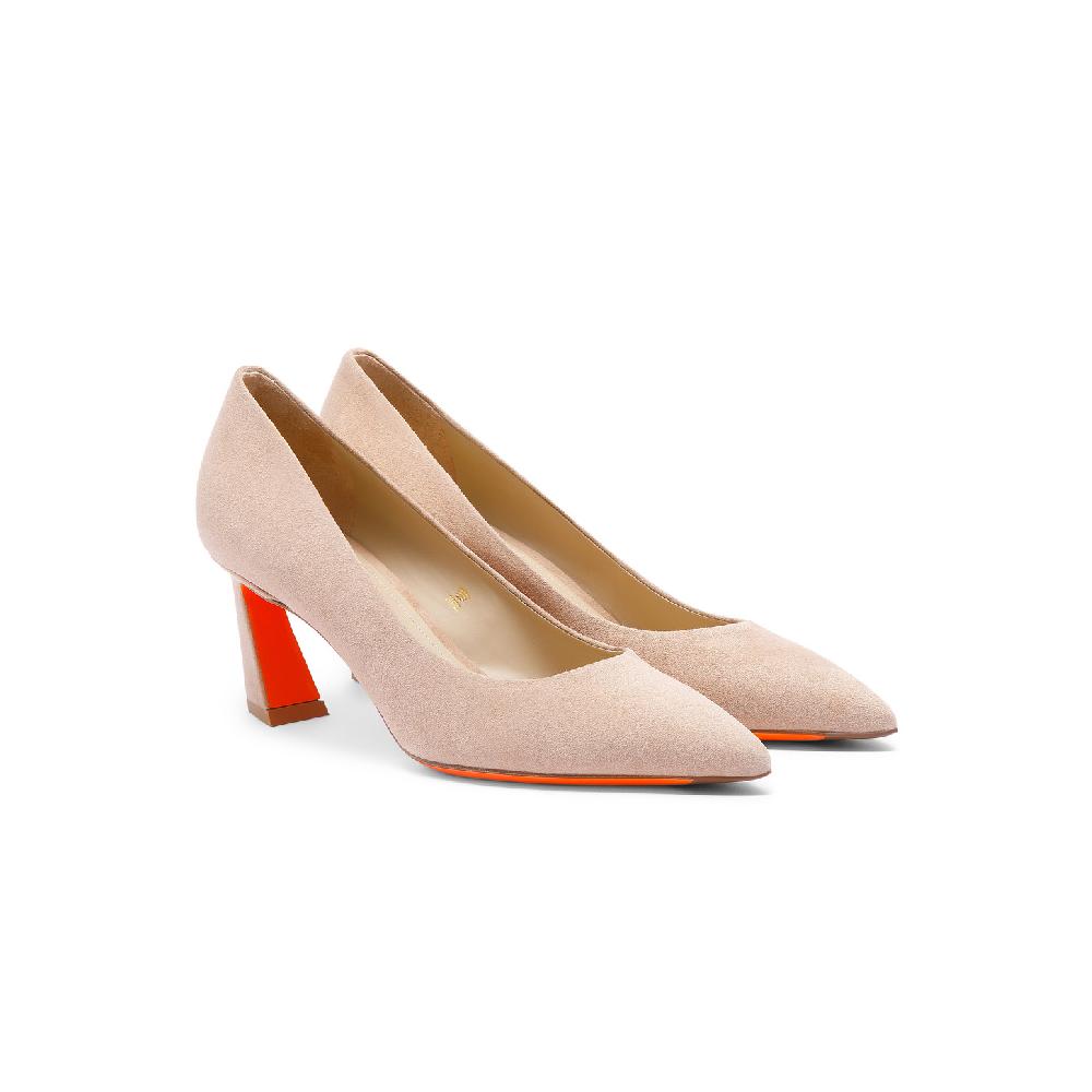 Santoni Décolletés tacco medio da donna in suede rosa Affare Del Giorno