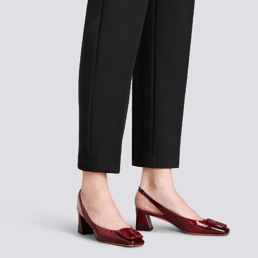 Santoni Décolletés tacco medio da donna in vernice rossa Sconto