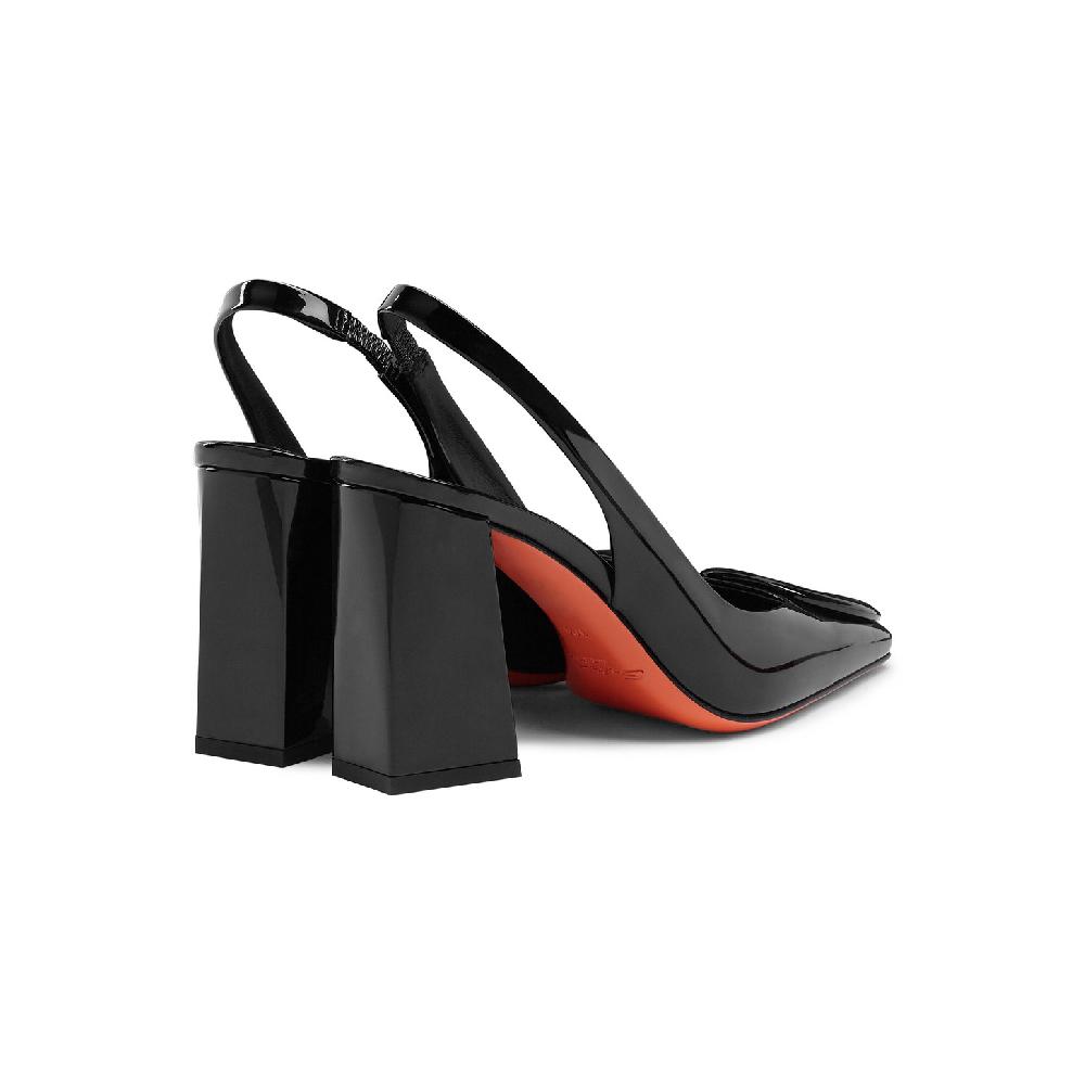 Santoni Slingback tacco alto da donna in vernice nera Economico