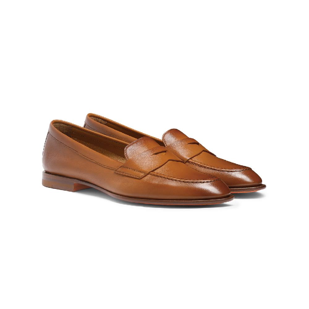 Santoni Mocassino penny da donna in pelle marrone Saldi