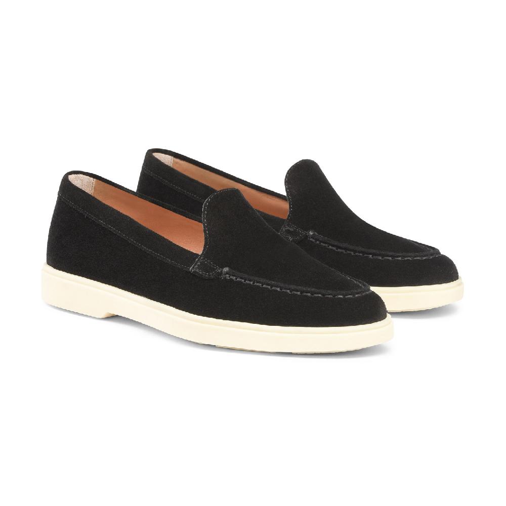Santoni Mocassino da donna in suede nera Offerte