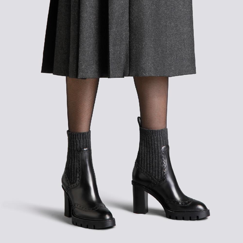 Santoni Stivaletto tacco alto da donna in pelle nera Hotsell